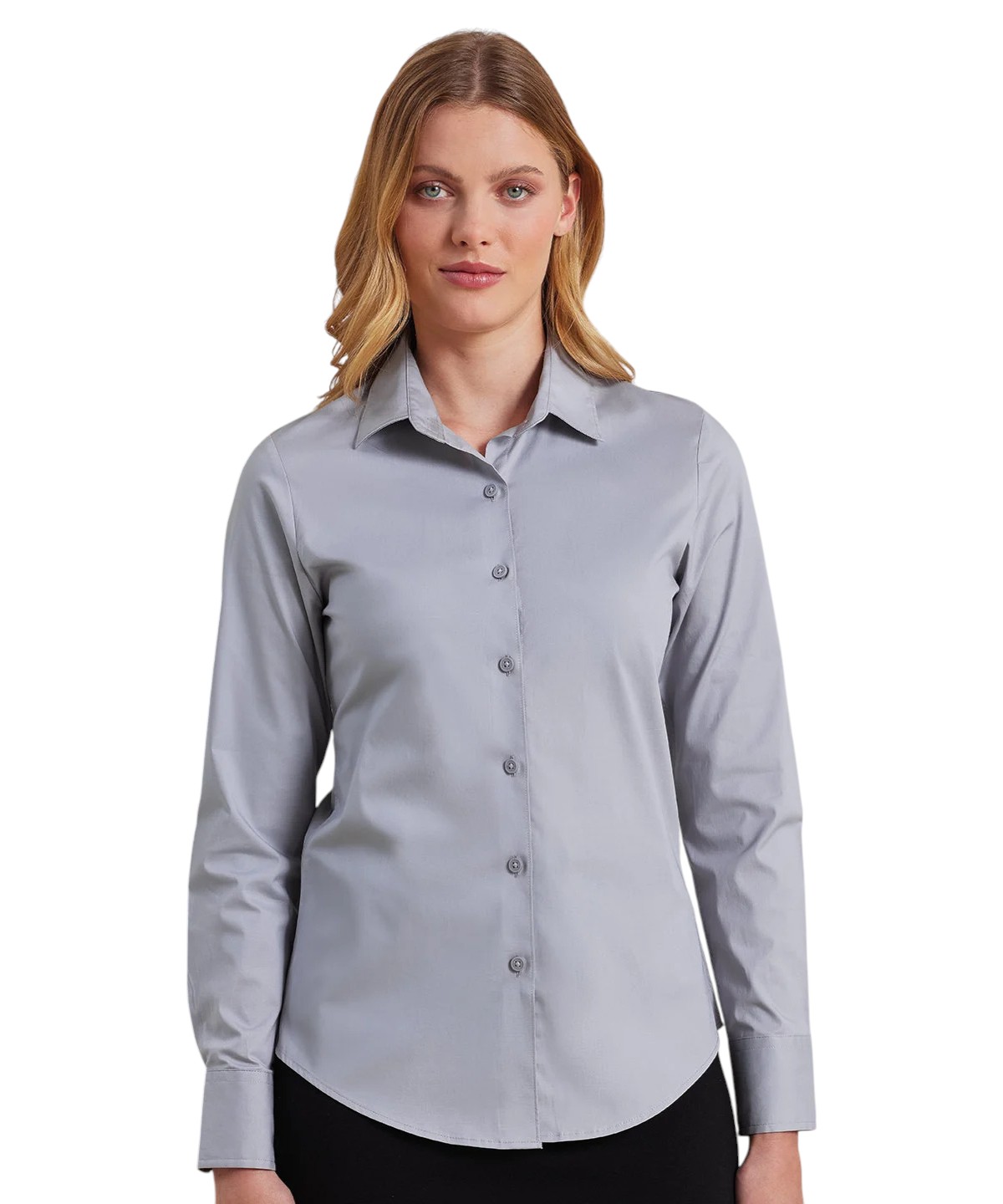 Women's Stretch Fit Cotton Poplin Long Sleeve Blouse - Image 2