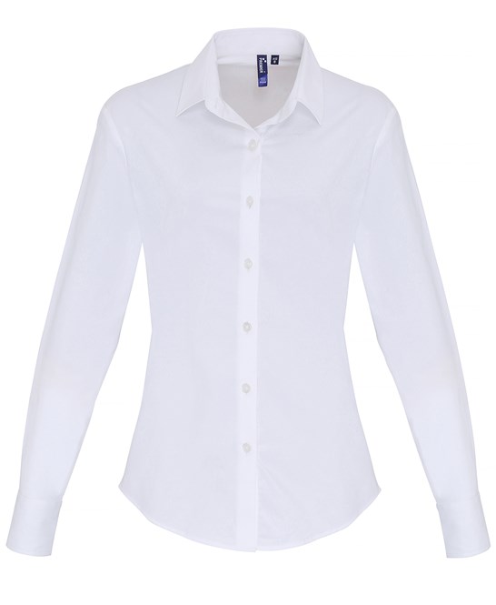 Women's Stretch Fit Cotton Poplin Long Sleeve Blouse