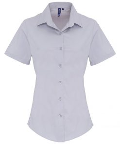 Women's Stretch Fit Cotton Poplin Short Sleeve Blouse