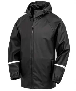 Prism PU Waterproof Jacket With Reflective Bands And Recycled Backing