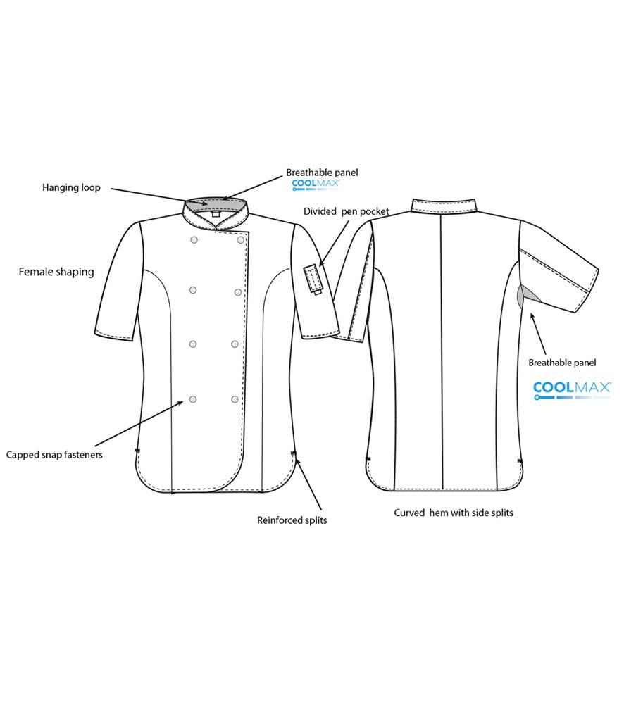 Dennys Ladies Short Sleeve Premium Chef's Jacket - Image 3