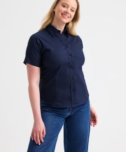Ladies Pinpoint Oxford Half Sleeve Shirt