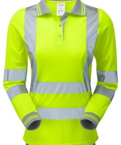 PULSAR® Women's Long Sleeve Polo Shirt Yellow - Recycled Content