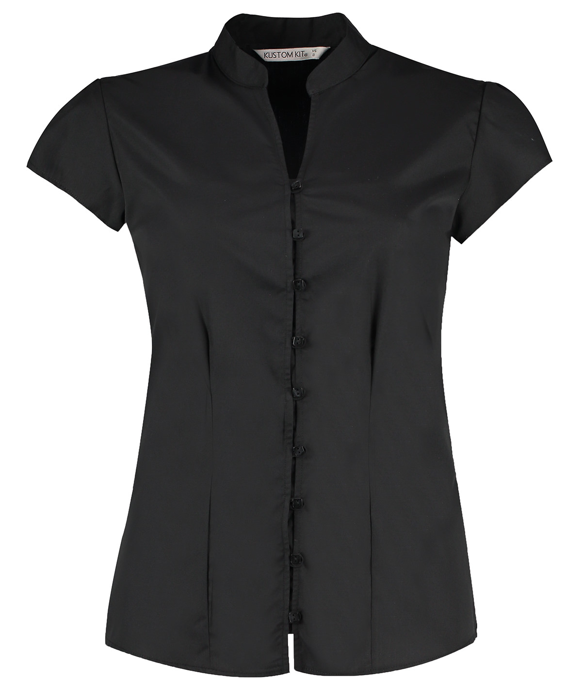 Women's Continental Blouse Mandarin Collar Cap Sleeve (Tailored Fit) - Image 2