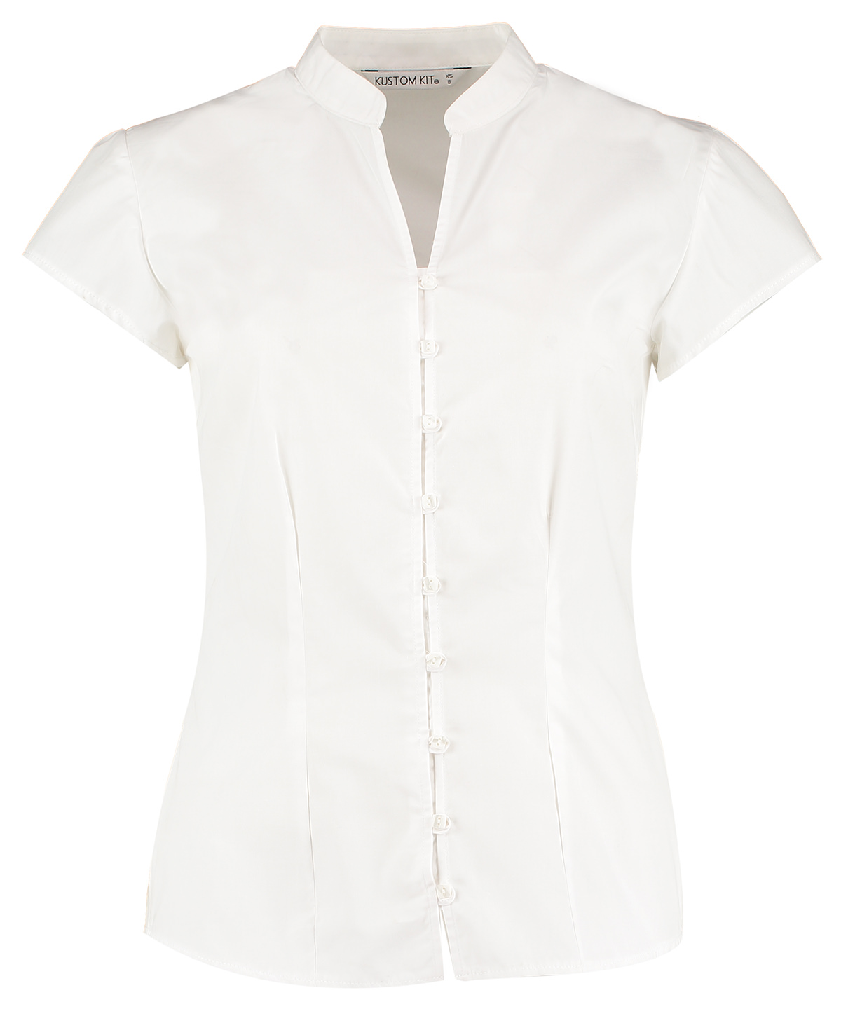 Women's Continental Blouse Mandarin Collar Cap Sleeve (Tailored Fit) - Image 3