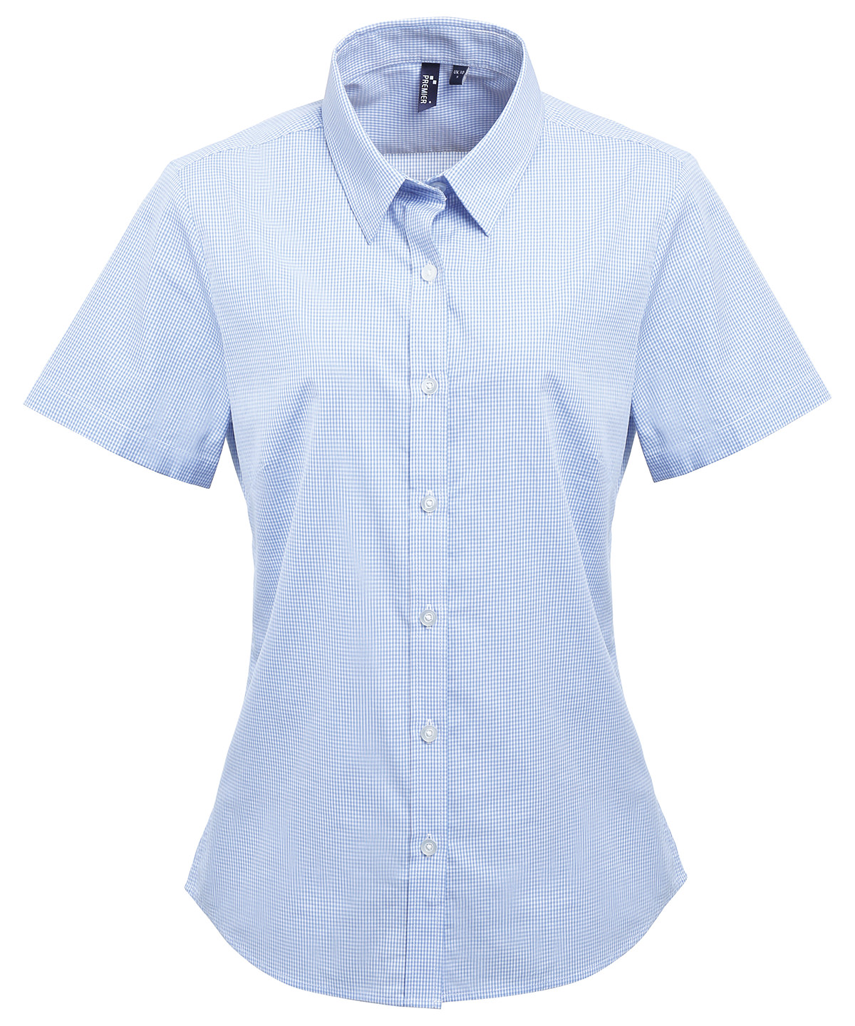 Premier Women's Microcheck (Gingham) Short Sleeve Cotton Shirt - Image 3