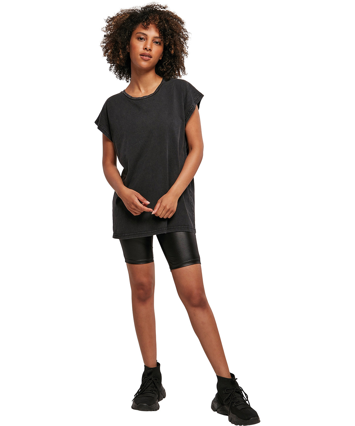 Women's Acid Washed Extended Shoulder Tee
