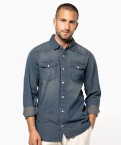 Men's Long-Sleeved Denim Shirt