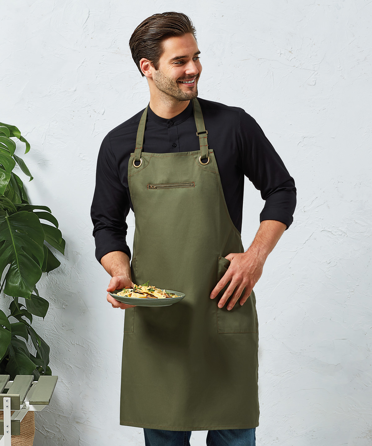 Premier ‘Barley’ Contrast Stitch Bib Apron