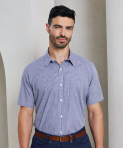 Premier Microcheck (Gingham) Short Sleeve Cotton Shirt
