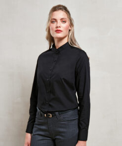 Premier Women's Banded Collar 'Grandad' Shirt