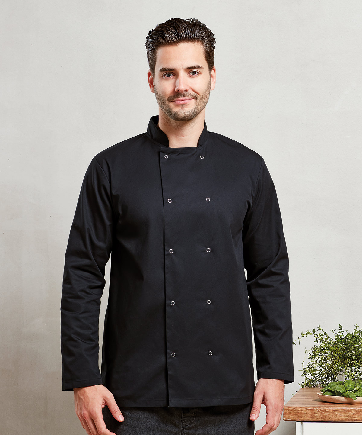 Premier Studded Front Long Sleeve Chef's Jacket