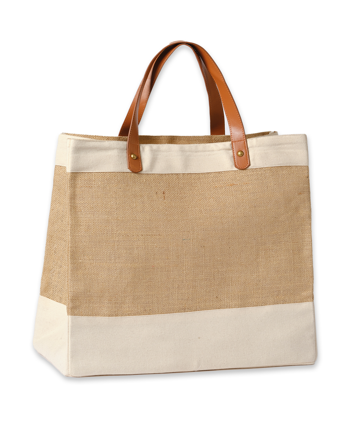 Adley Jute With Faux Leather Tote - Image 2
