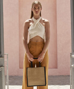 Natural Starched Jute Midi Tote