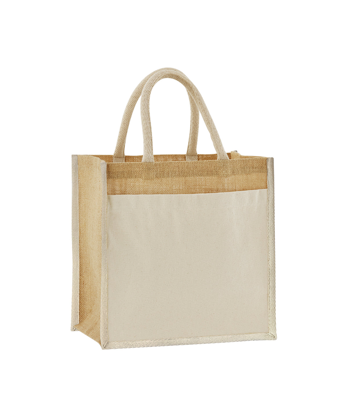 Cotton Pocket Natural Starched Jute Midi Tote - Image 2