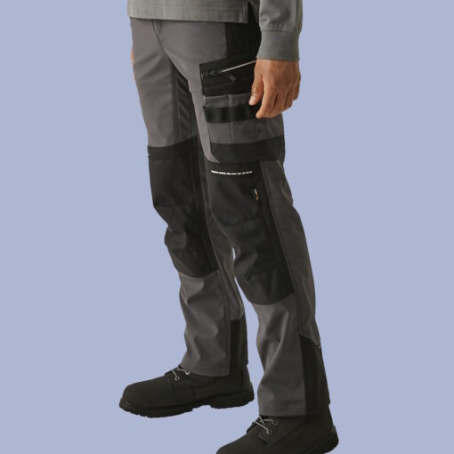 Work trousers with reinforced knee-pad pockets