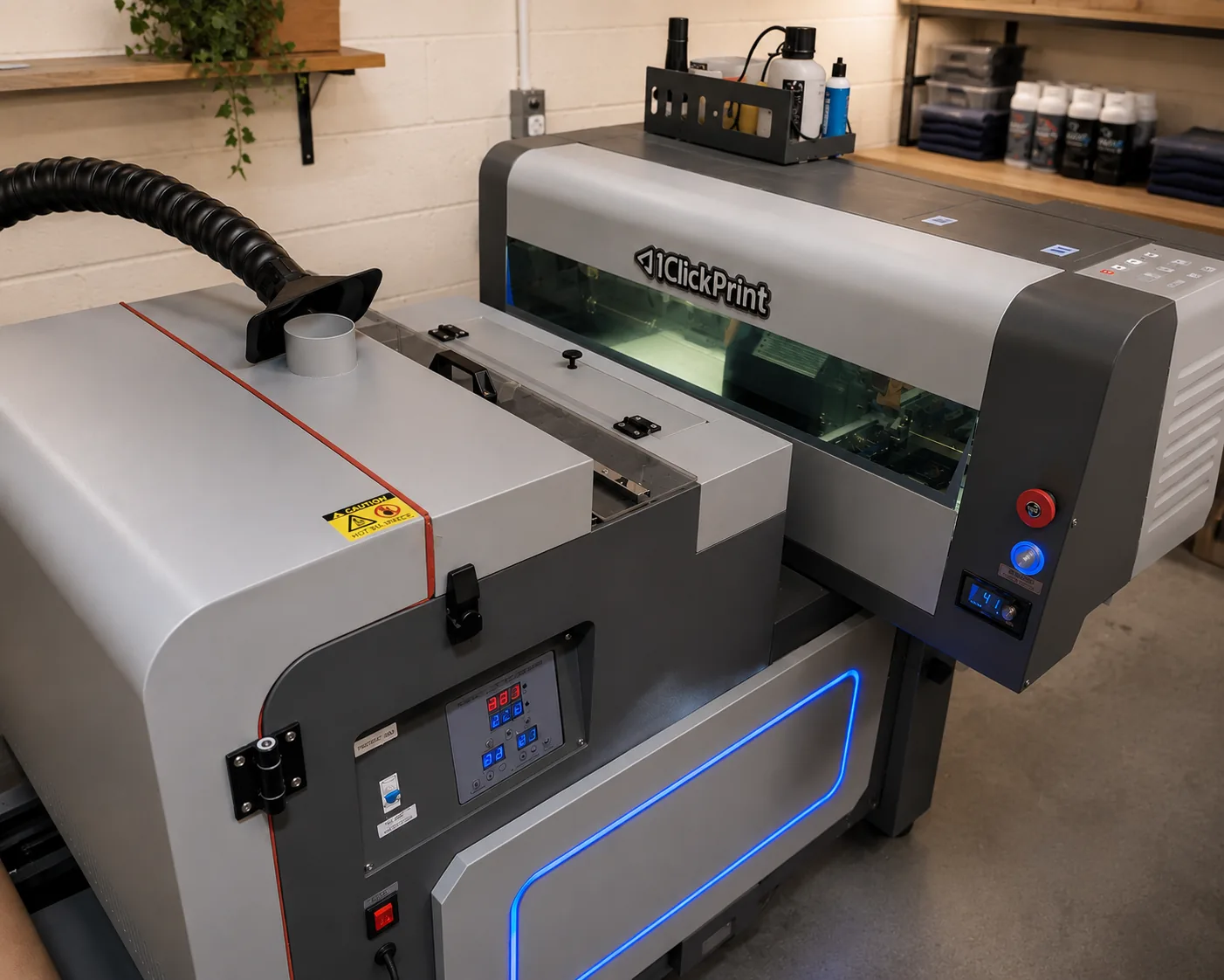 Garment printing equipment in the Southport Workwear production area