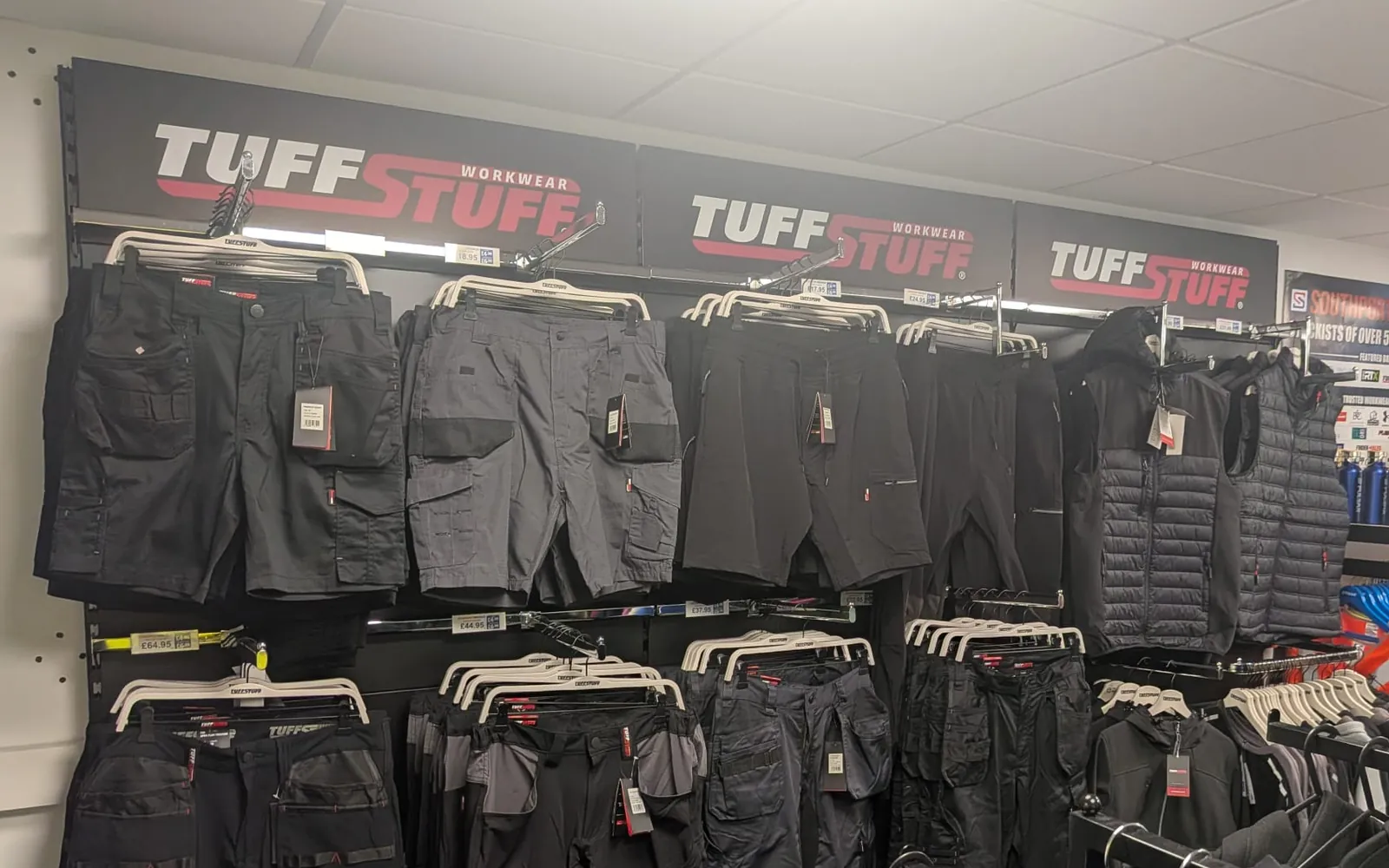 TuffStuff workwear displayed in the Southport Workwear showroom