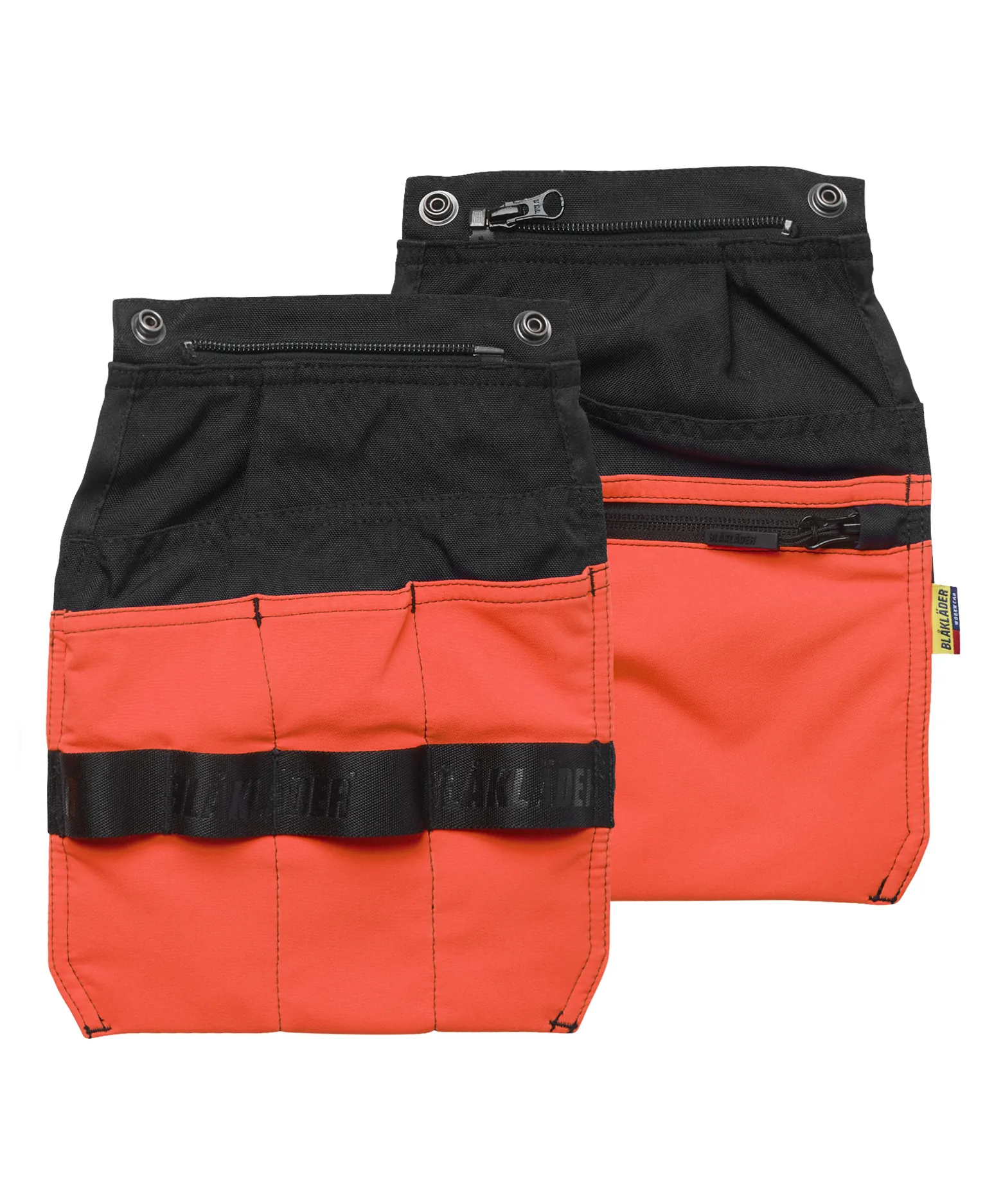 Blåkläder 2170 Tool pockets zipper & press stud fastening in Black/Red Hi-Vis