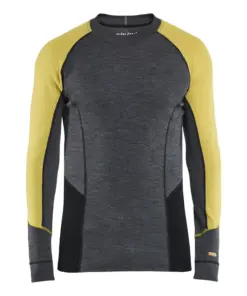 Blåkläder 4897 Underwear top WARM 100% merino in Mid Grey/Yellow