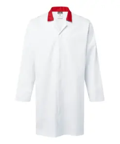 Portwest 2210 Food Industry No Pocket Coat in White/Red