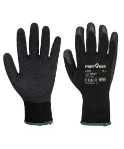 Portwest A100 Grip 10 Latex Glove 12-Pack in Black