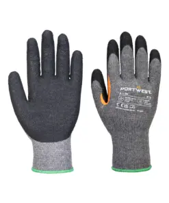 Portwest A106 Grip 10 Latex Reinforced Thumb Glove (Pk 12) in Grey/Black