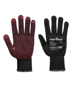 Portwest A110 Grip 13 PVC Dotted Glove 12-Pack in Black