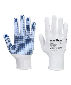 Portwest A110 Grip 13 PVC Dotted Glove 12-Pack in White/Blue