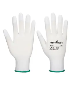 Portwest A121 Grip 13 PU Fingertip Glove 12-Pack in White