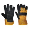 Portwest A200 Leather Rigger 270 Cow Grain Palm Bar Glove 12-Pack in Yellow