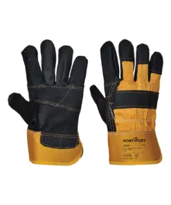 Portwest A200 Leather Rigger 270 Cow Grain Palm Bar Glove 12-Pack in Yellow
