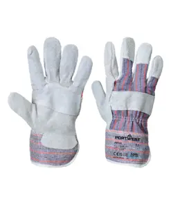 Portwest A210 Leather Rigger 260 Cow Split Palm Bar Glove 12-Pack in Grey