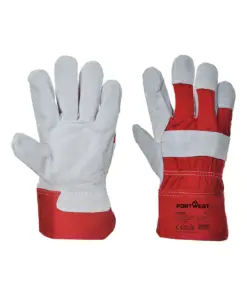 Portwest A220 Leather Rigger 130 Cow Split Glove 12-Pack in Red