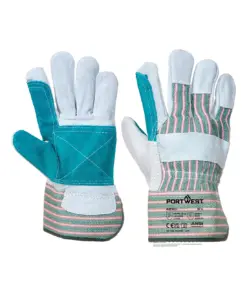 Portwest A230 Leather Rigger 365 Cow Split Reinforced Palm Glove 12-Pack in Grey