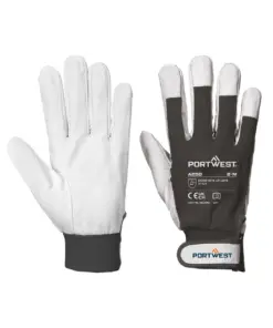 Portwest A250 Leather 110 Grain Palm Mechanical Glove 12-Pack in Black