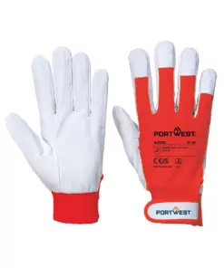 Portwest A250 Leather 110 Grain Palm Mechanical Glove 12-Pack in Red