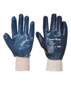 Portwest A300 Grip 12 Nitrile Full Dipped Knitwrist Glove 12-Pack in Navy