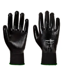 Portwest A315 Grip 13 Full Coating Nitrile Glove 12-Pack in Black