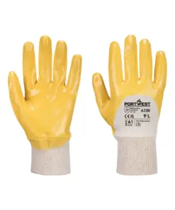 Portwest A330 Grip 12 Nitrile Light Knitwrist Glove 12-Pack in Yellow