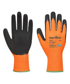 Portwest A340 Grip 13 Latex Foam Hi-Vis Glove 12-Pack in Orange/Black