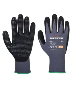 Portwest A351 Grip 15 Nitrile Sandy Dotted Glove in Grey/Black