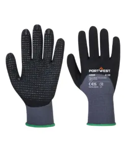Portwest A353 Grip 15 Nitrile Sandy 3/4 Palm Dotted Glove in Grey/Black