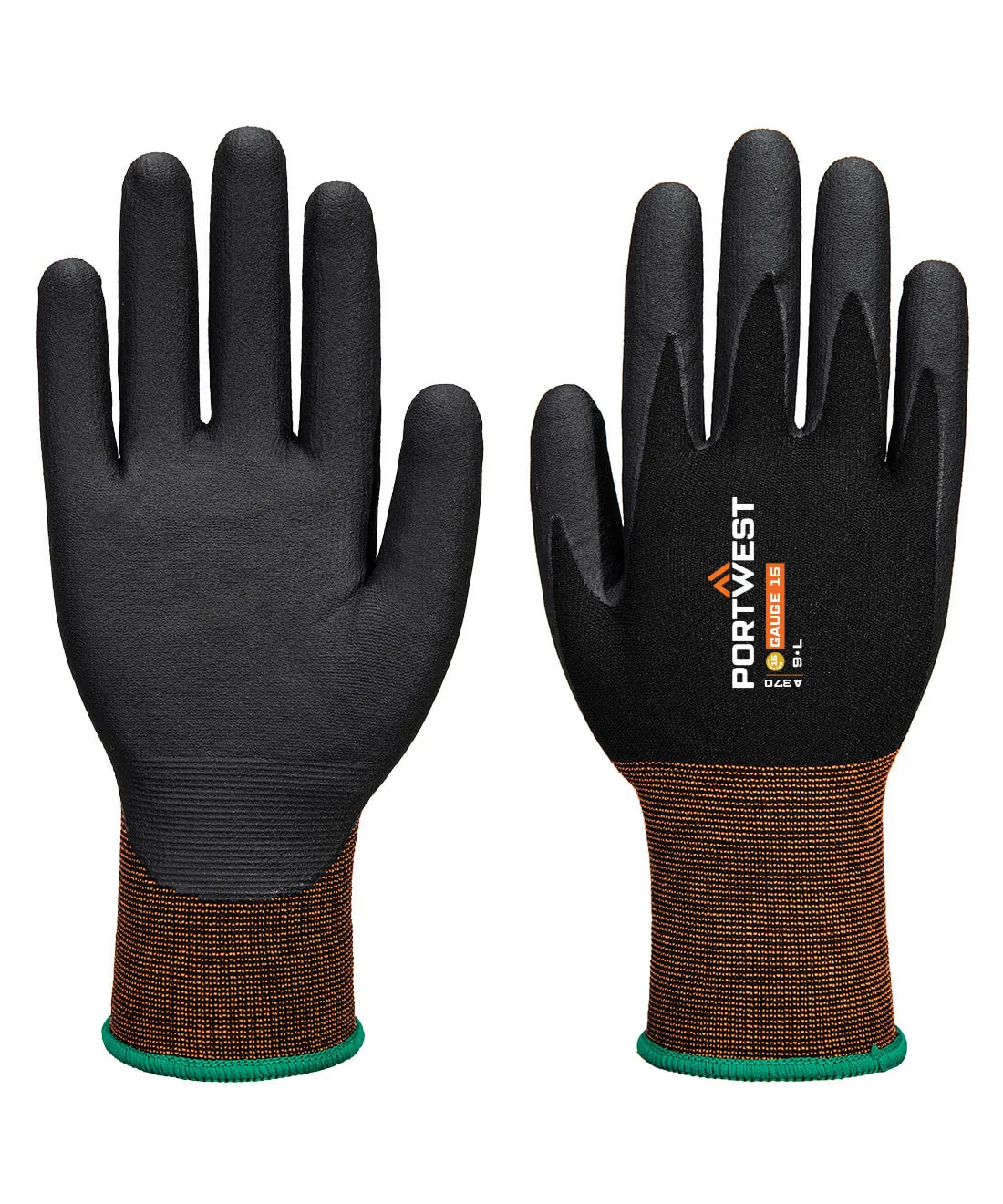 Portwest A370 GP Grip 15 Nitrile Micro Foam Glove in Black