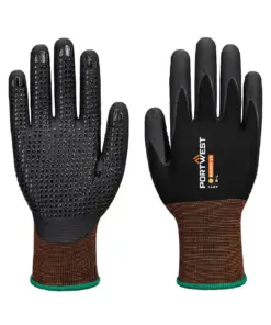 Portwest A371 GP Grip 15 Nitrile Micro Foam Dotted Glove in Black