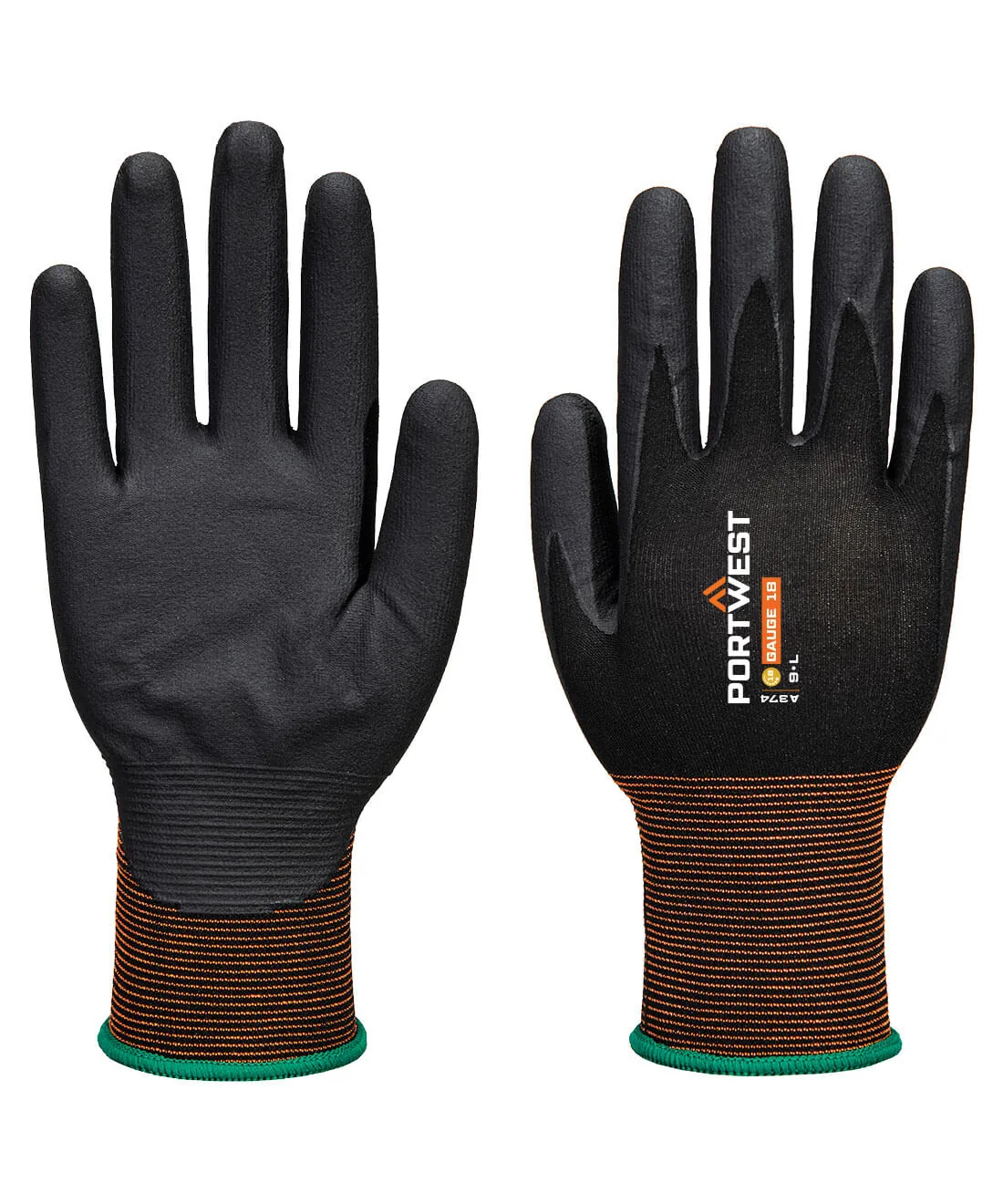 Portwest A374 GP Grip 18 Nitrile Micro Foam Glove in Black