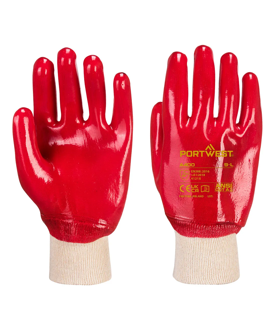 Portwest A400 Grip PVC Knitwrist 12-Pack in Red