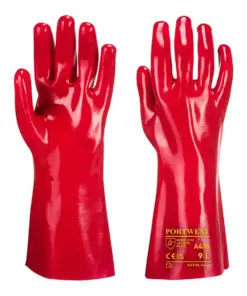 Portwest A435 Grip 12 PVC Gauntlet 35cm 12-Pack in Red