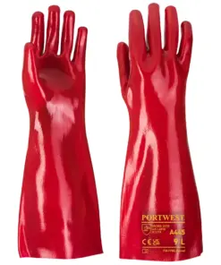 Portwest A445 Grip 12 PVC Gauntlet 45cm in Red