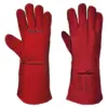 Portwest A500 Welders 210 Split Leather Red Gauntlet in Red
